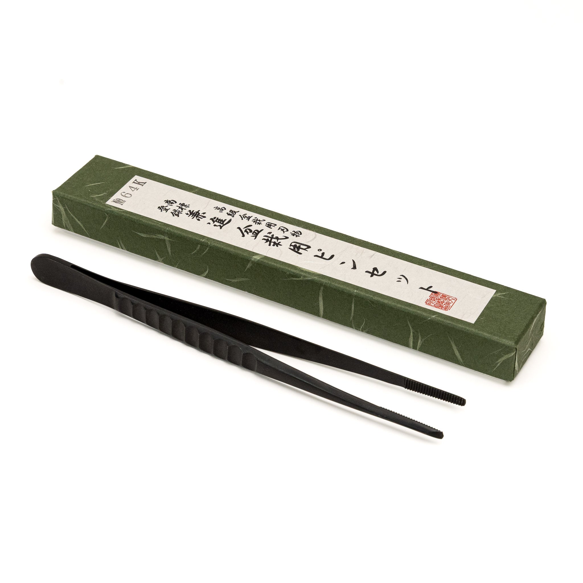 Surgical Black Stainless Steel Tweezers (No.64K) - 7"