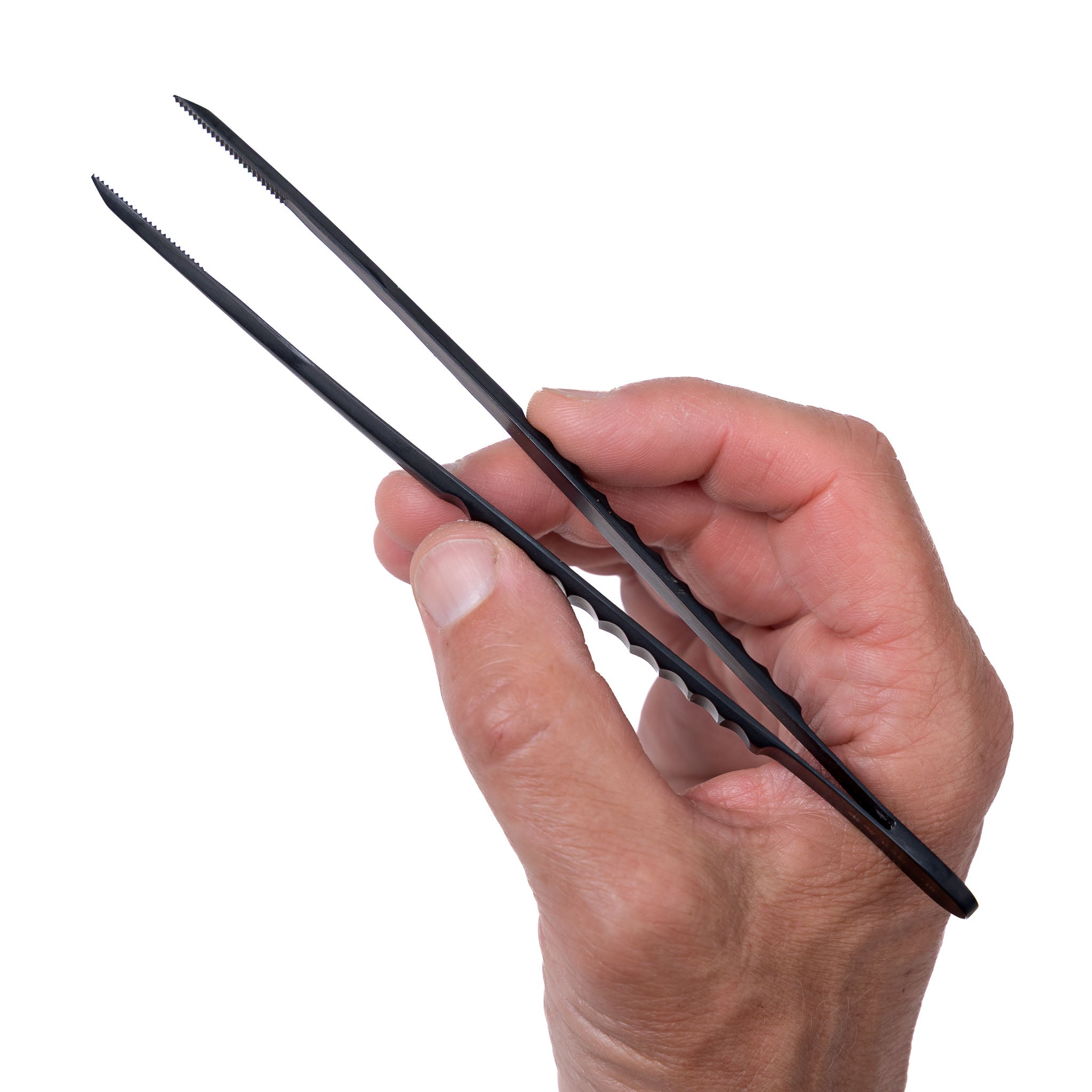 Surgical Black Stainless Steel Tweezers (No.64K) - 7"
