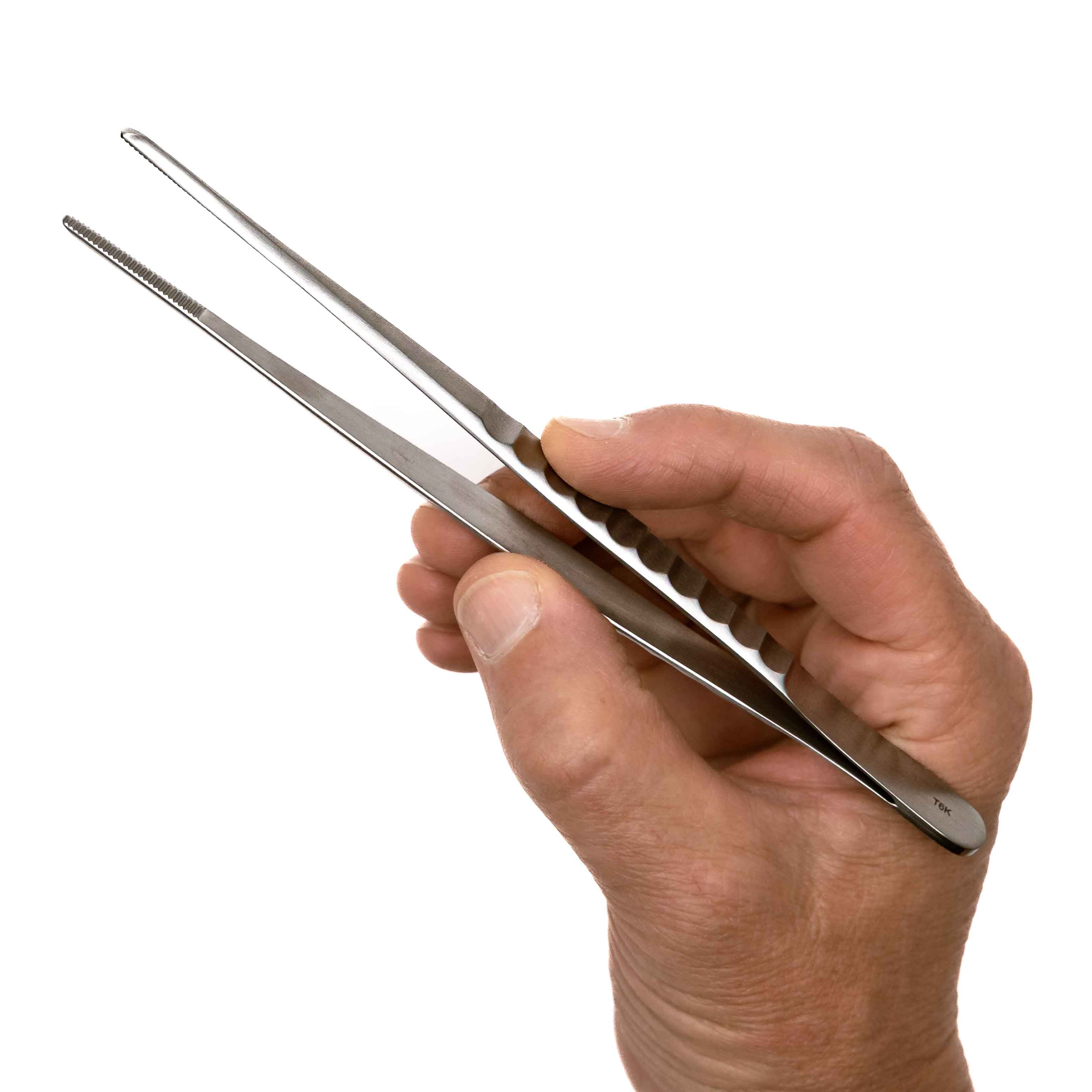 Surgical-Style Stainless Steel Tweezers (No.64A) - 7"