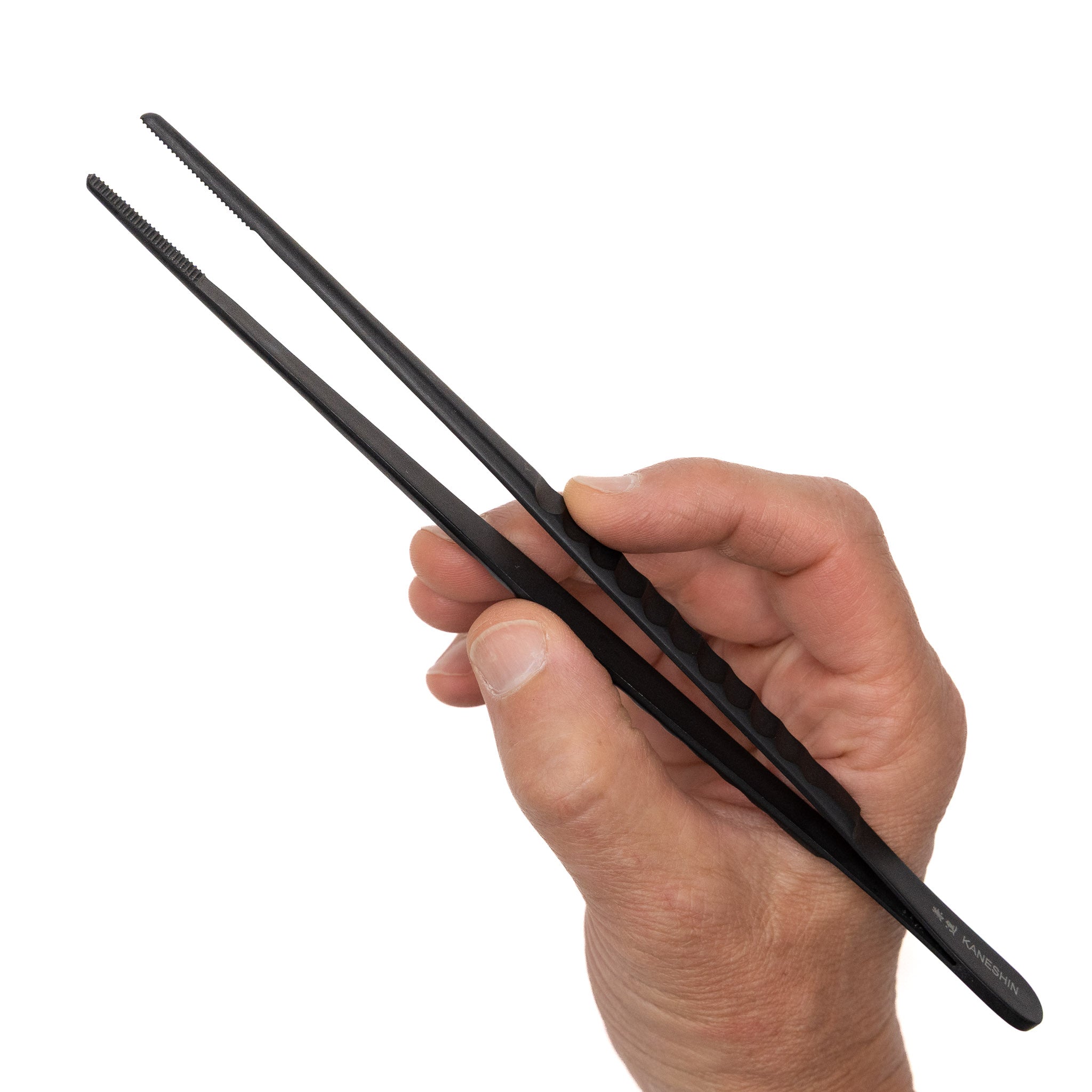 Surgical Black Stainless Steel Tweezers (No.64G) - 9.25"